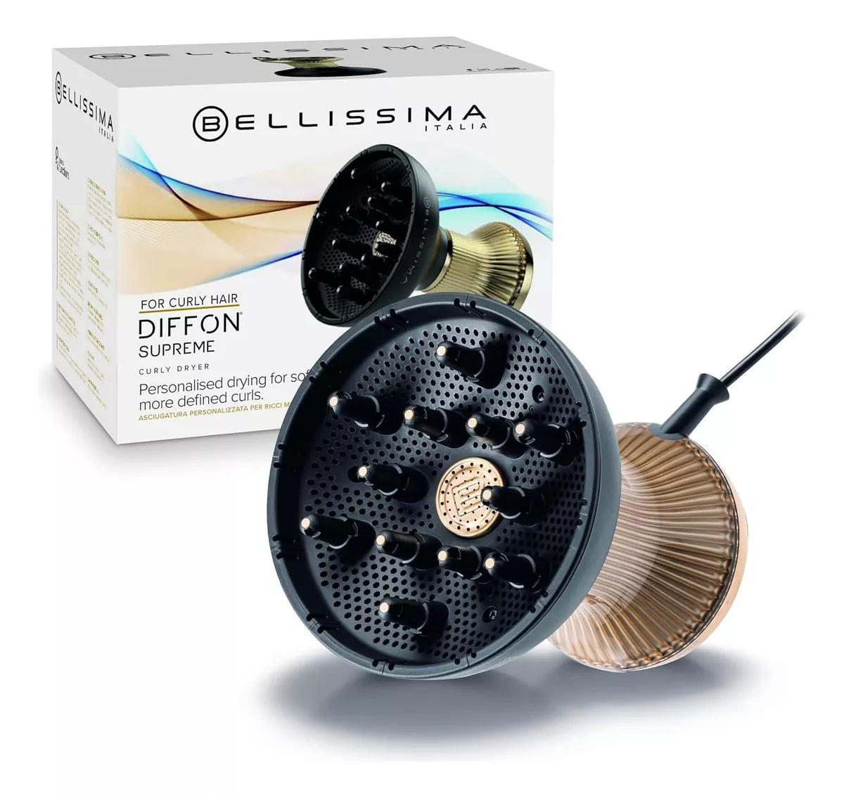 Difusor Y Secador De Pelo Rizado Xl Secado Rápido Bellisima Diffon Supreme